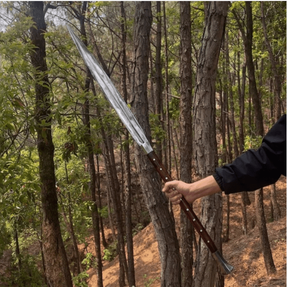 Handmade Carbon Steel Viking Spear Sword 36 Inch with Leather Sheath