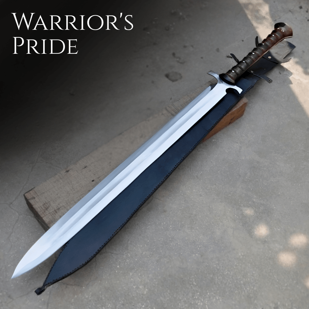 Handmade Celtic Leaf Sword Replica Carbon Steel with Rosewood Handle and Sheath - Lavish Blade