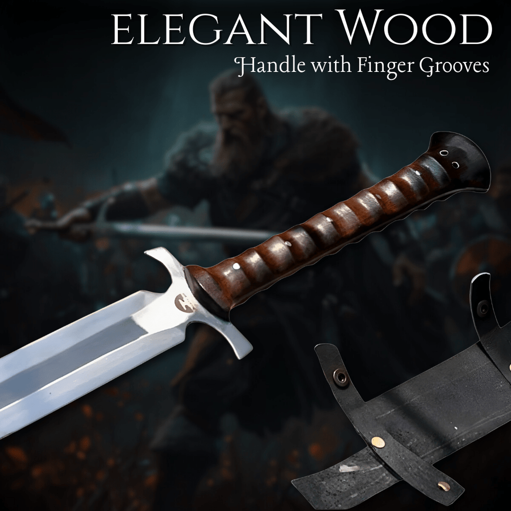Handmade Celtic Leaf Sword Replica Carbon Steel with Rosewood Handle and Sheath - Lavish Blade
