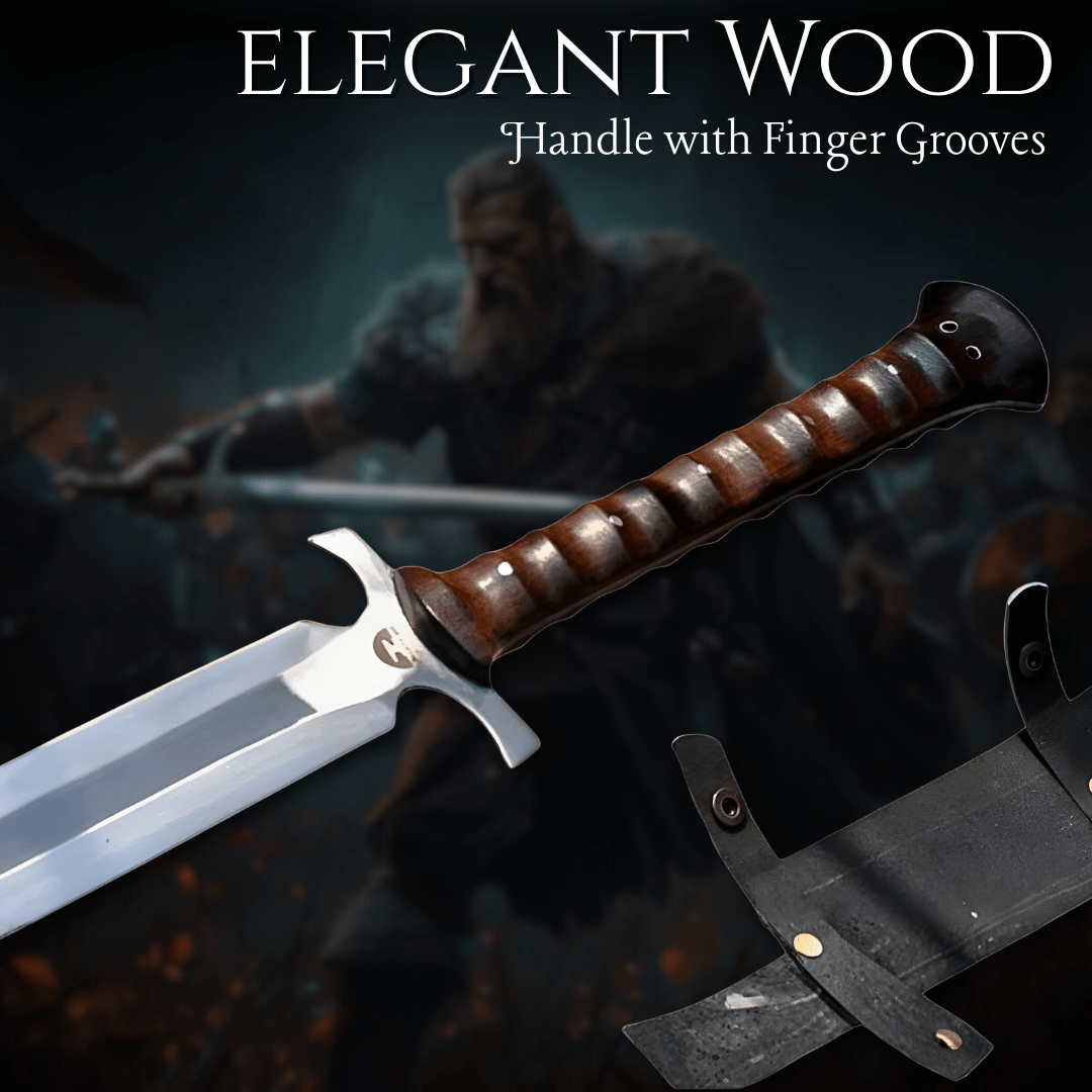 Handmade Celtic Leaf Sword Replica Carbon Steel with Rosewood Handle and Sheath - Lavish Blade