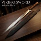 Handmade Celtic Leaf Sword Replica Carbon Steel with Rosewood Handle and Sheath - Lavish Blade