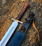 Handmade Celtic Leaf Sword Replica Carbon Steel with Rosewood Handle and Sheath - Lavish Blade