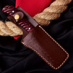 Handmade Cowboy Bull Cutter Knife 8 Inch Red Wood Handle with Leather Sheath - Lavish Blade