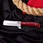 Handmade Cowboy Bull Cutter Knife 8 Inch Red Wood Handle with Leather Sheath - Lavish Blade