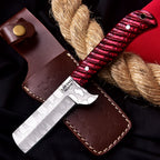 Handmade Cowboy Bull Cutter Knife 8 Inch Red Wood Handle with Leather Sheath - Lavish Blade