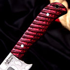 Handmade Cowboy Bull Cutter Knife 8 Inch Red Wood Handle with Leather Sheath - Lavish Blade