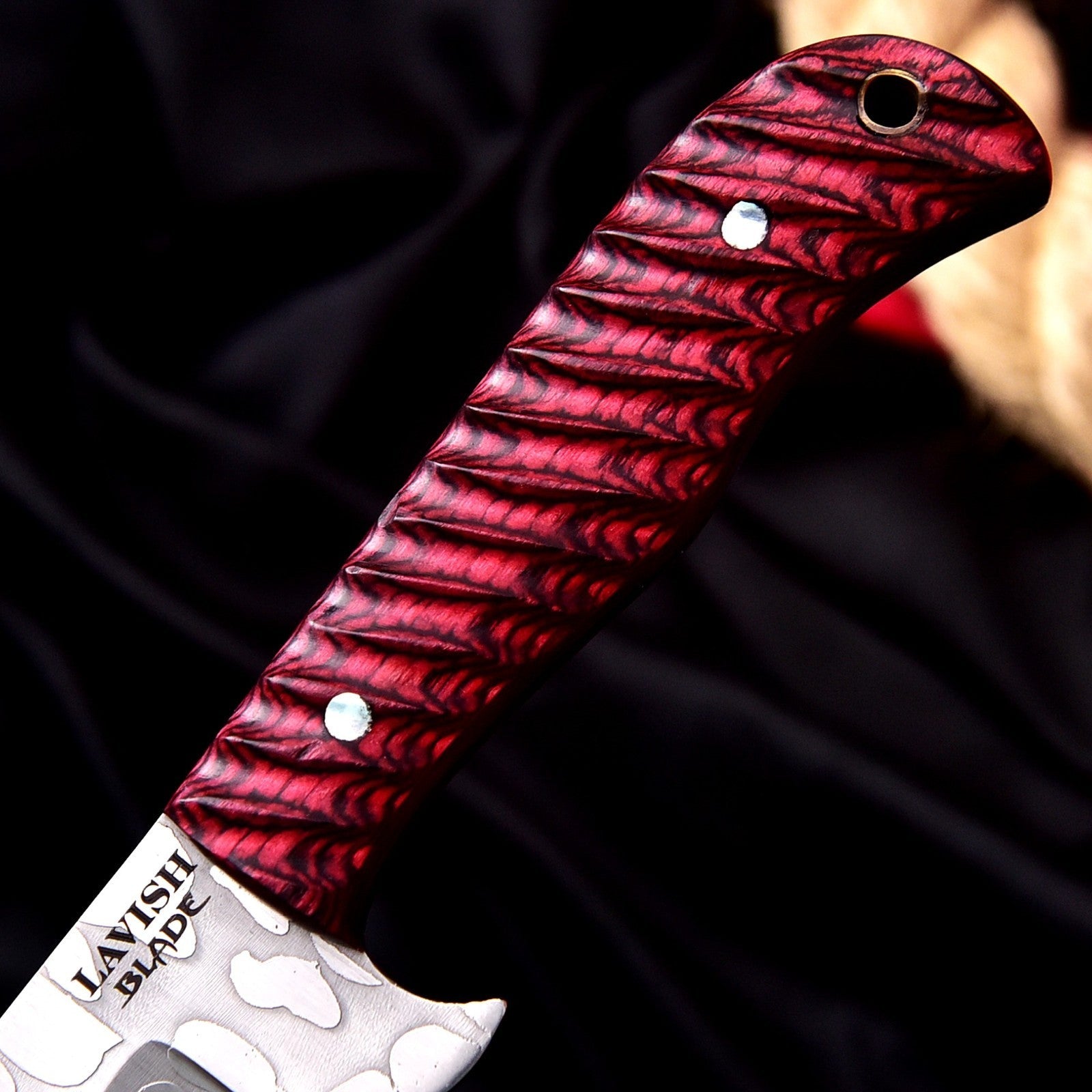 Handmade Cowboy Bull Cutter Knife 8 Inch Red Wood Handle with Leather Sheath - Lavish Blade