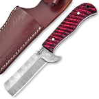 Handmade Cowboy Bull Cutter Knife 8 Inch Red Wood Handle with Leather Sheath - Lavish Blade