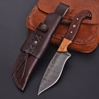 Handmade Damascus Bushcraft Knife 10 Inch Full Tang Wood Handle with Sheath - Lavish Blade