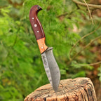 Handmade Damascus Bushcraft Knife 10 Inch Full Tang Wood Handle with Sheath - Lavish Blade