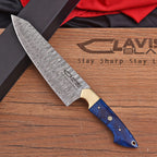 Handmade Damascus Chef Knife 13 Inch Pearl Blue Resin Handle with Gift Box - Lavish Blade