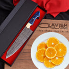 Handmade Damascus Chef Knife 13 Inch Pearl Blue Resin Handle with Gift Box - Lavish Blade
