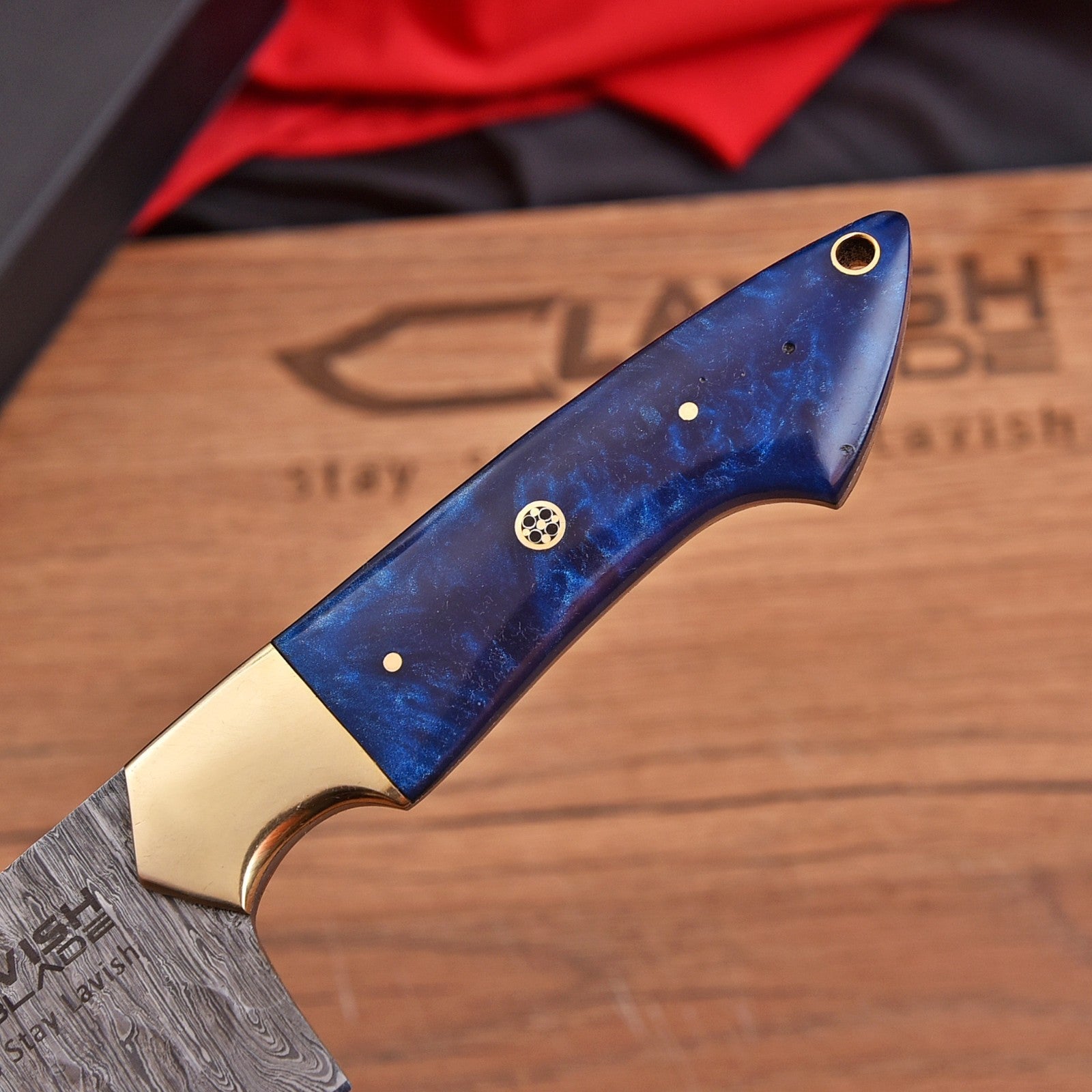 Handmade Damascus Chef Knife 13 Inch Pearl Blue Resin Handle with Gift Box - Lavish Blade