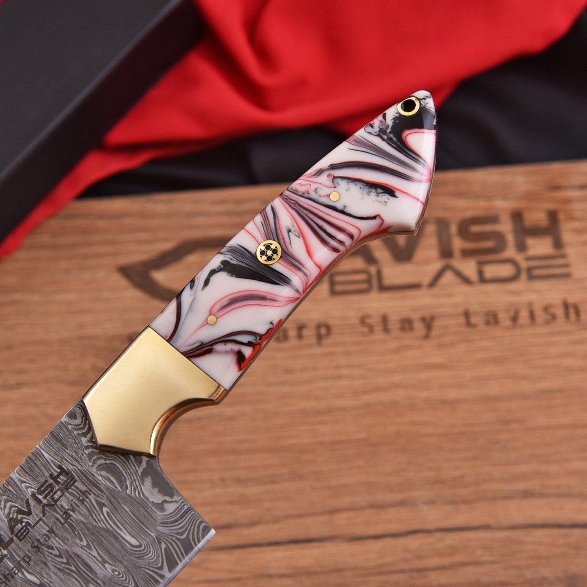 Handmade Damascus Chef Knife 13 Inch Pink Marbled Resin Handle with Gift Box - Lavish Blade
