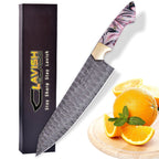 Handmade Damascus Chef Knife 13 Inch Pink Marbled Resin Handle with Gift Box - Lavish Blade