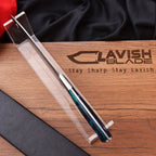 Handmade Damascus Chef Knife 13 Inch Raindrop Pattern Sea Green Resin Handle - Lavish Blade