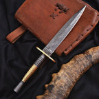 Handmade Damascus Double-Edge Dagger 12 Inch Textured Metal Grip with Sheath - Lavish Blade