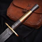 Handmade Damascus Double-Edge Dagger 12 Inch Textured Metal Grip with Sheath - Lavish Blade