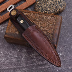 Handmade Damascus EDC Dagger 8 Inch Pearl Black Resin Handle with Sheath - Lavish Blade