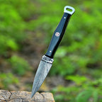 Handmade Damascus EDC Dagger 8 Inch Pearl Black Resin Handle with Sheath - Lavish Blade