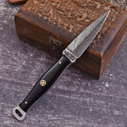 Handmade Damascus EDC Dagger 8 Inch Pearl Black Resin Handle with Sheath - Lavish Blade
