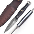 Handmade Damascus EDC Dagger 8 Inch Pearl Black Resin Handle with Sheath - Lavish Blade