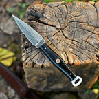 Handmade Damascus EDC Dagger 8 Inch Pearl Black Resin Handle with Sheath - Lavish Blade