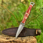 Handmade Damascus Fire Dagger 8 Inch Pearl Fire Resin Handle with Sheath - Lavish Blade