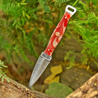 Handmade Damascus Fire Dagger 8 Inch Pearl Fire Resin Handle with Sheath - Lavish Blade