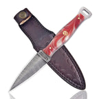 Handmade Damascus Fire Dagger 8 Inch Pearl Fire Resin Handle with Sheath - Lavish Blade