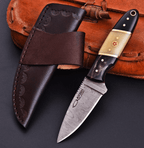 Handmade Damascus Skinner Knife 7 Inch Bone and Horn Handle with Mosaic Pin - Lavish Blade