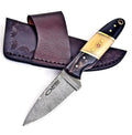 Handmade Damascus Skinner Knife 7 Inch Bone and Horn Handle with Mosaic Pin - Lavish Blade
