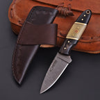 Handmade Damascus Skinner Knife 7 Inch Bone and Horn Handle with Mosaic Pin - Lavish Blade