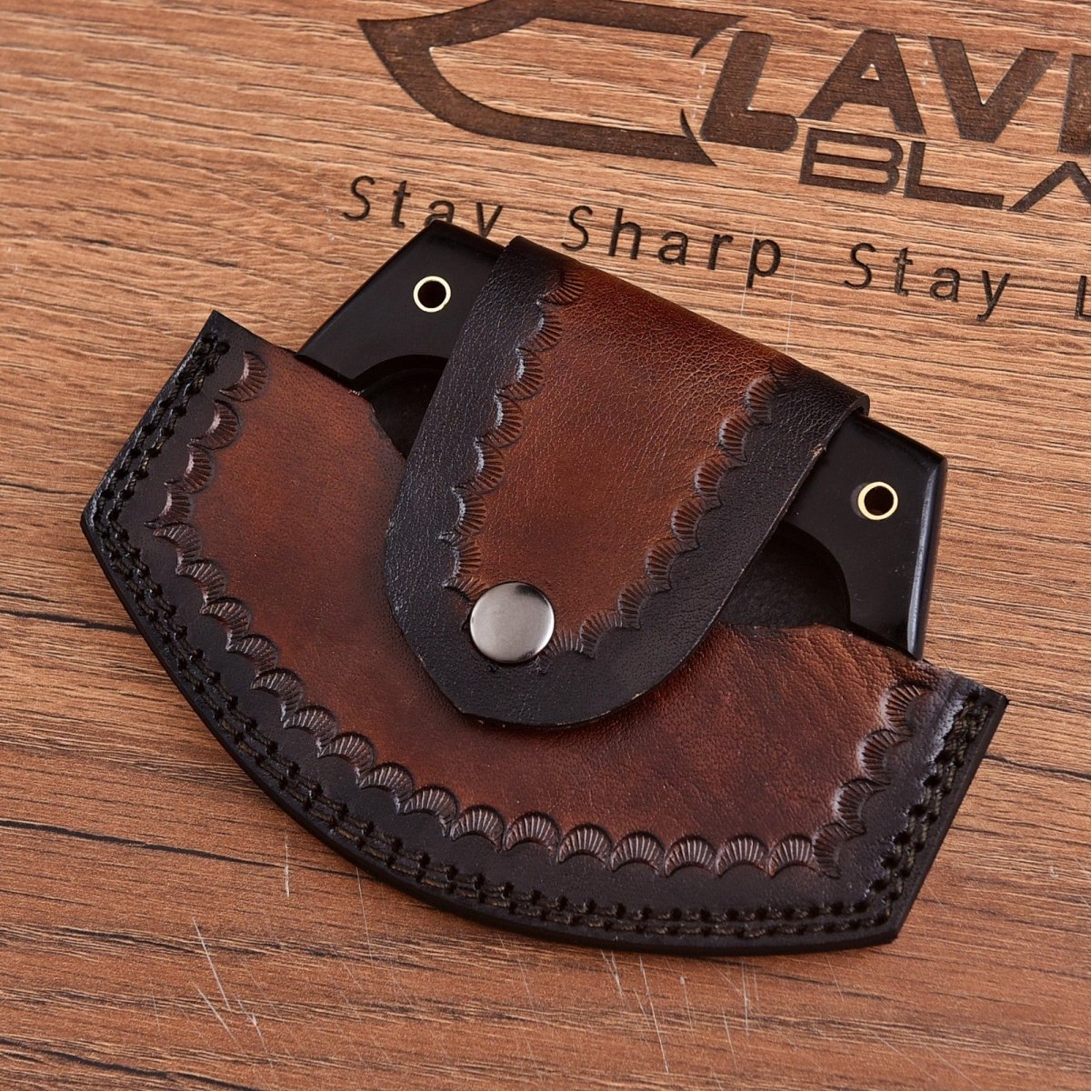 Handmade Damascus Ulu Knife 5.5 Inch Mezzaluna with Bone and Resin Handle - Lavish Blade