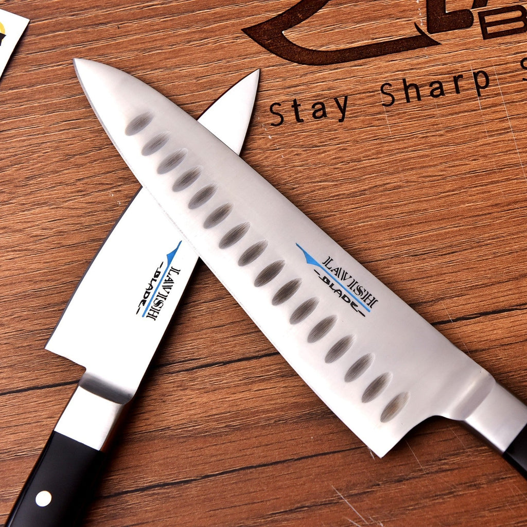 Handmade J2 High Carbon Steel 2 Piece Chef Knife Set with Roll-Up Leather Sheath - Lavish Blade