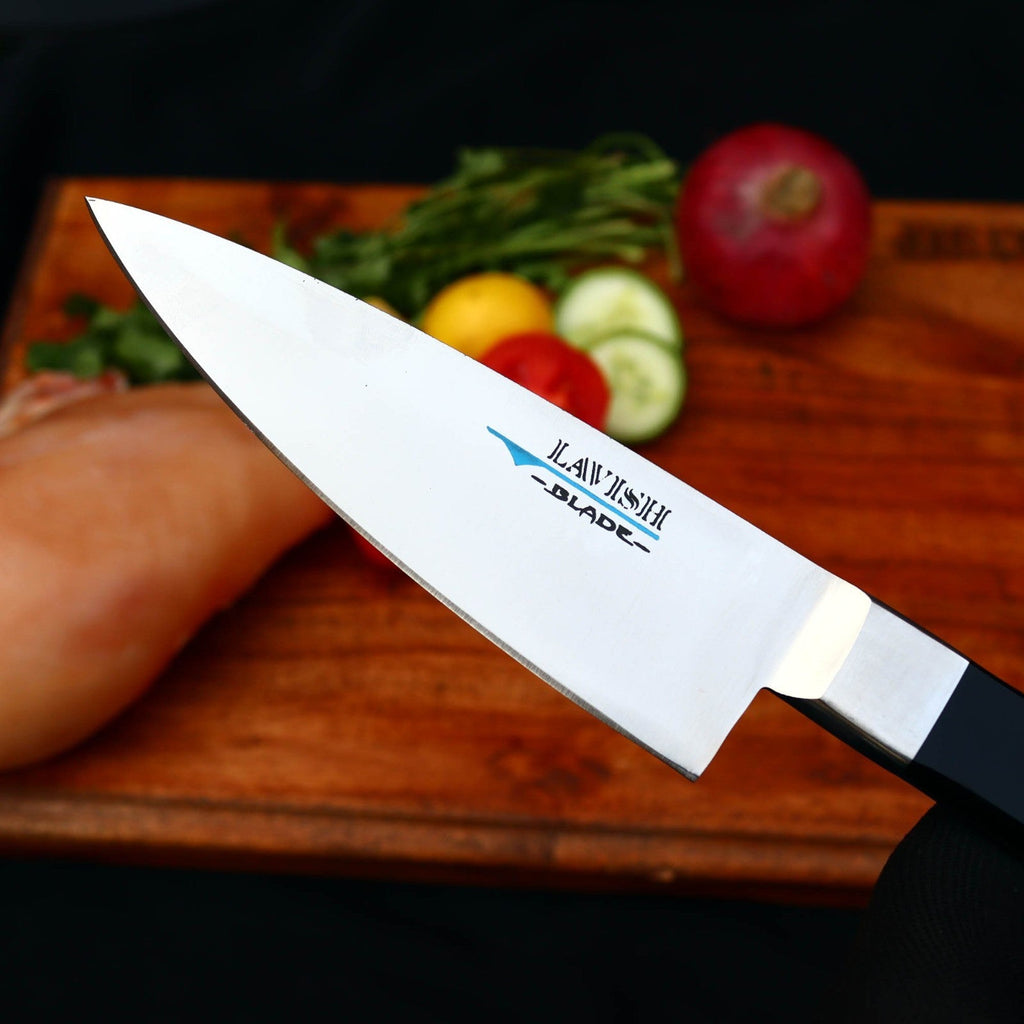 Handmade J2 High Carbon Steel 2 Piece Chef Knife Set with Roll-Up Leather Sheath - Lavish Blade