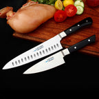 Handmade J2 High Carbon Steel 2 Piece Chef Knife Set with Roll-Up Leather Sheath - Lavish Blade