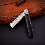 Handmade Stainless Steel EDC Folding Knife Wood and Bone Handle with Sheath - Lavish Blade
