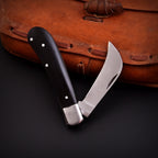 Handmade Stainless Steel EDC Folding Knife Wood and Bone Handle with Sheath - Lavish Blade