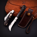 Handmade Stainless Steel EDC Folding Knife Wood and Bone Handle with Sheath - Lavish Blade