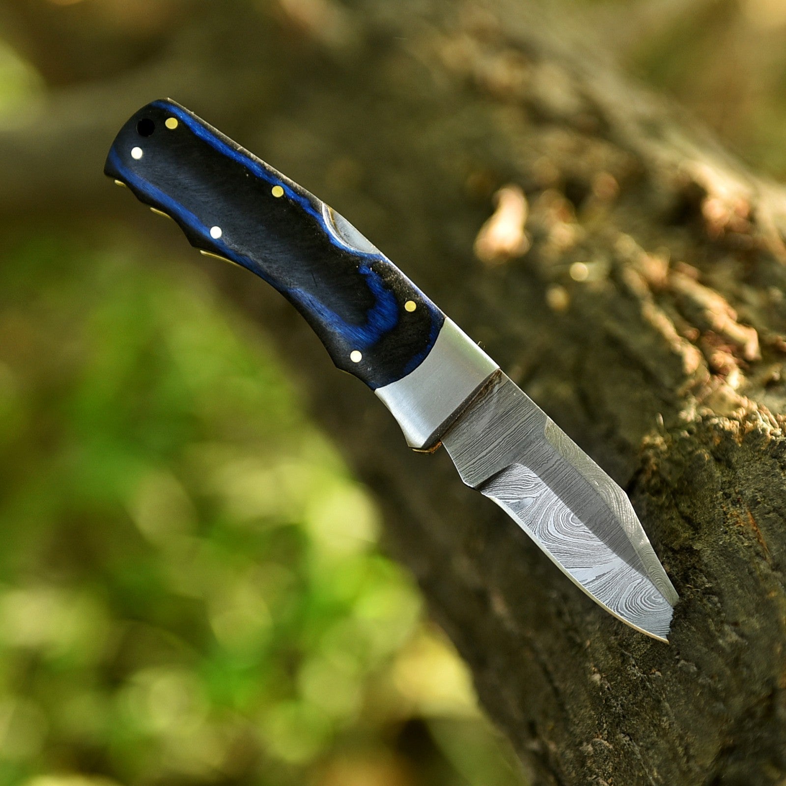 Handmade Stainless Steel EDC Folding Knife Wood and Bone Handle with Sheath - Lavish Blade