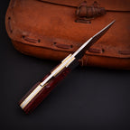 Handmade Stainless Steel EDC Folding Knife Wood and Bone Handle with Sheath - Lavish Blade