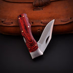Handmade Stainless Steel EDC Folding Knife Wood and Bone Handle with Sheath - Lavish Blade