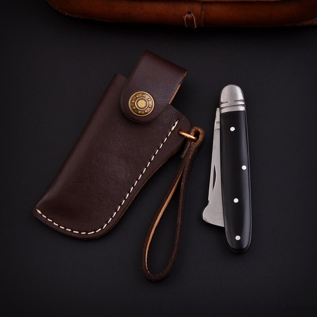 Handmade Stainless Steel EDC Folding Knife Wood and Bone Handle with Sheath - Lavish Blade