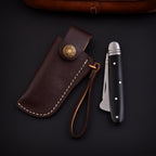 Handmade Stainless Steel EDC Folding Knife Wood and Bone Handle with Sheath - Lavish Blade