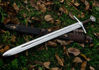 Knights Templar Accolade Sword Replica 38 Inch Damascus Steel with Scabbard - Lavish Blade