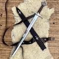 Knights Templar Accolade Sword Replica 38 Inch with Leather Scabbard - Lavish Blade