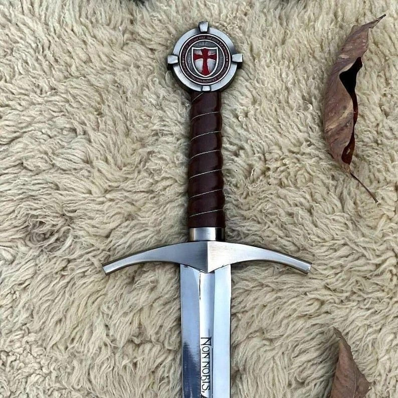 Knights Templar Accolade Sword Replica 38 Inch with Leather Scabbard - Lavish Blade