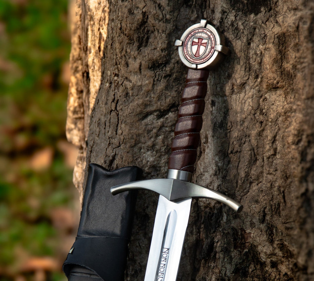 Knights Templar Accolade Sword Replica 38 Inch with Leather Scabbard - Lavish Blade