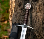 Knights Templar Accolade Sword Replica 38 Inch with Leather Scabbard - Lavish Blade